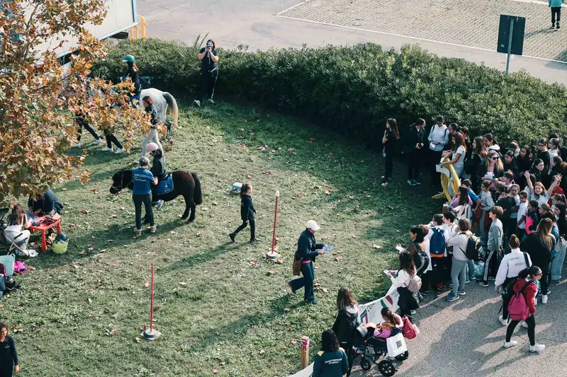 Percorso con i pony e le scolaresche nell'area verde